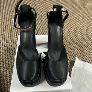 Angel Kiss Black Chunky Platform Heels